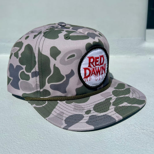 Red Dawn Logo Snapback Hat - Olive Camo