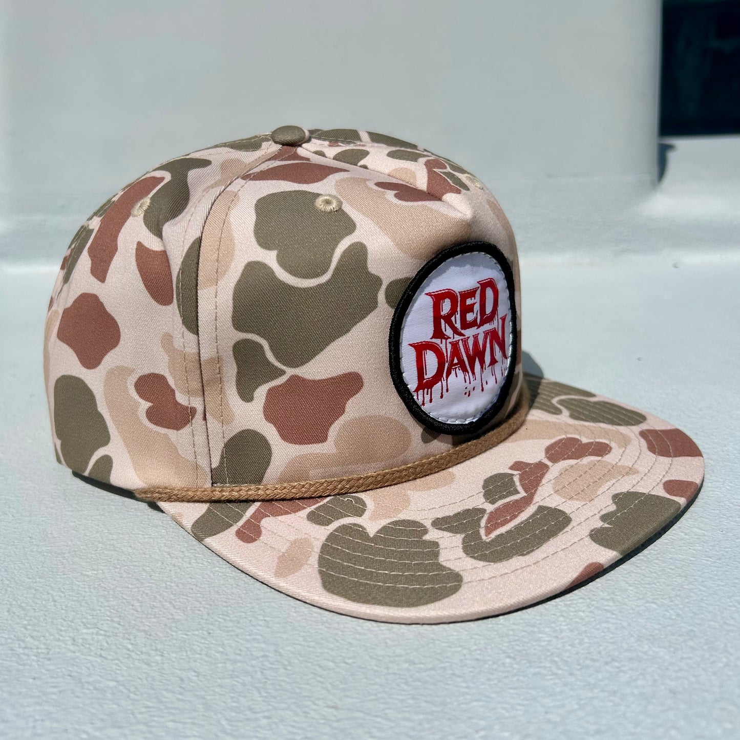 Red Dawn Logo Snapback Hat - Light Brown Camo
