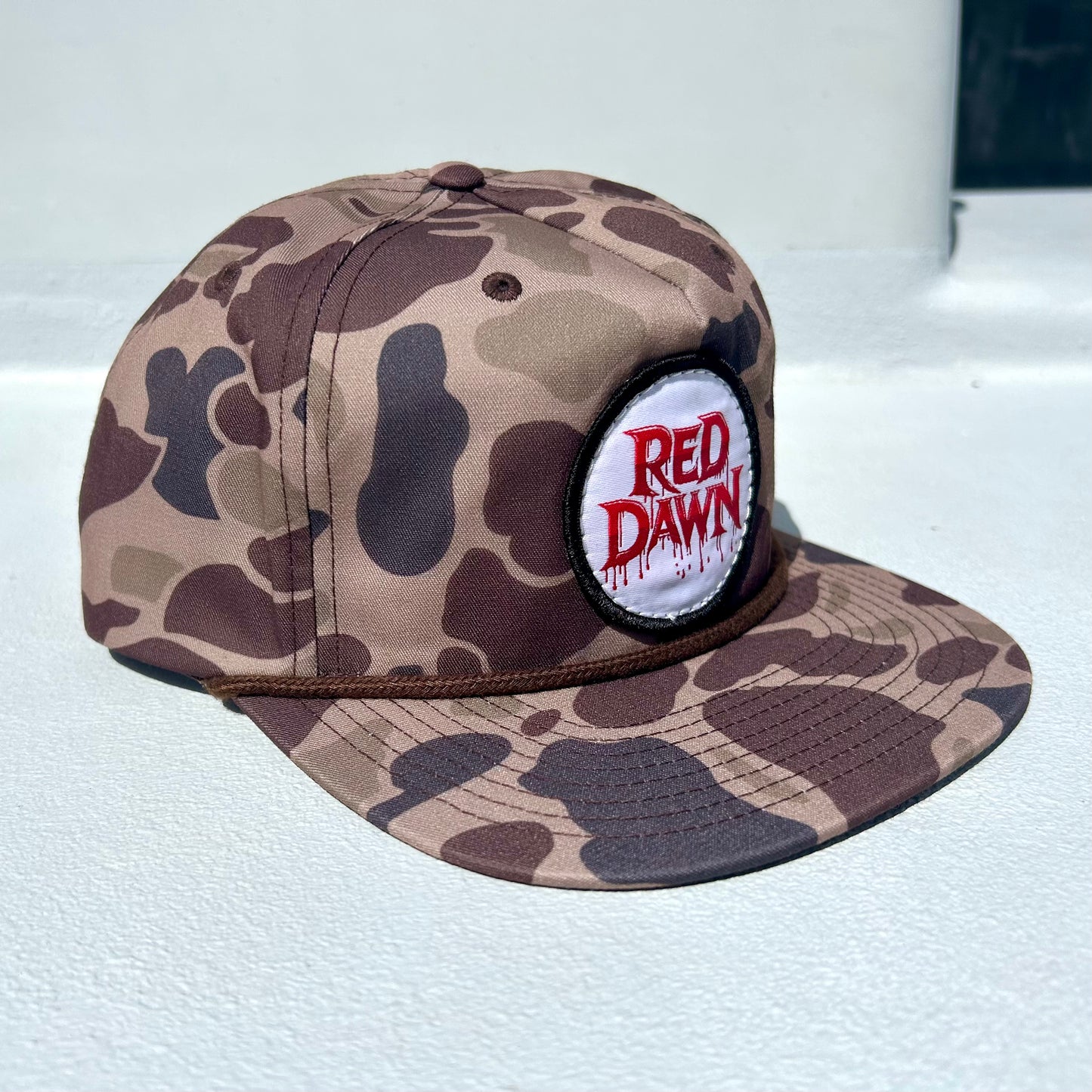 Red Dawn Logo Snapback Hat - Brown Camo